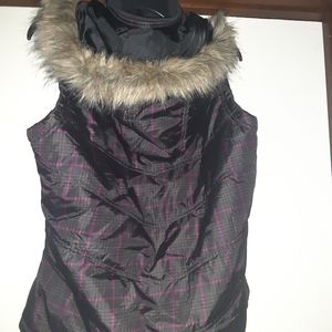 Womens puffy vest with hood